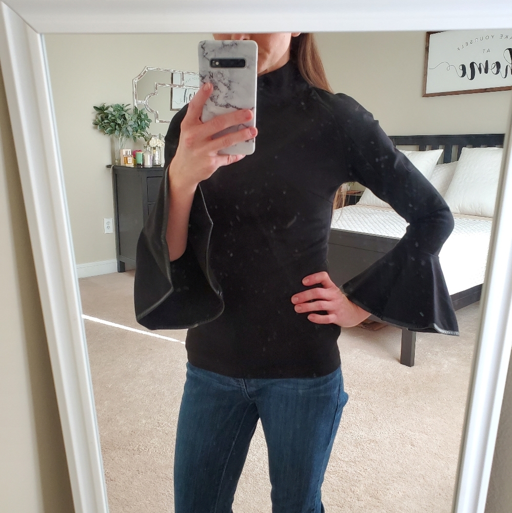 Mock neck sweater with bell sleeve